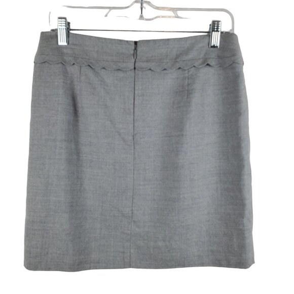 J.Crew Skirt Womens 8 Gray Wool blend Lined Back Zip Preppy Mini Scallop trim - Picture 2 of 7